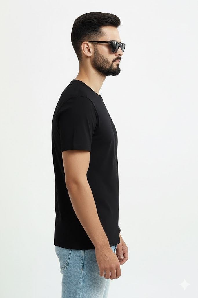 Men’s Classic Black Cotton T-Shirt | Slim Fit