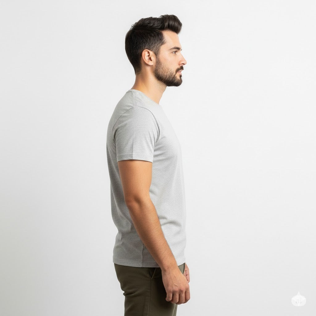 Men’s Light Grey Slim Fit Cotton T-Shirt