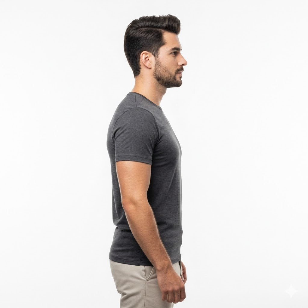Men’s Premium Slim-Fit Cotton T-Shirt – Charcoal Grey