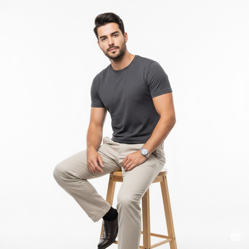 Men’s Premium Slim-Fit Cotton T-Shirt – Charcoal Grey