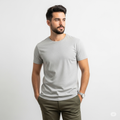 Men’s Light Grey Slim Fit Cotton T-Shirt