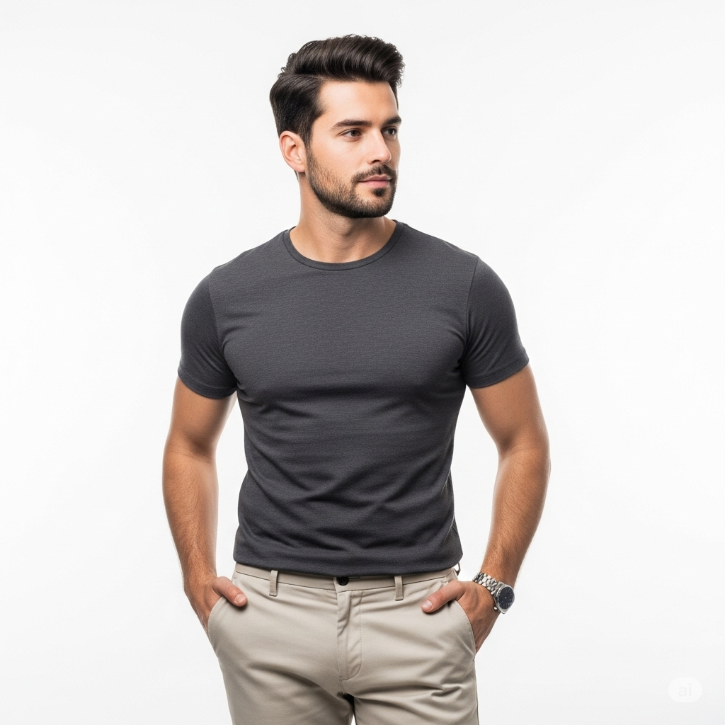 Men’s Premium Slim-Fit Cotton T-Shirt – Charcoal Grey