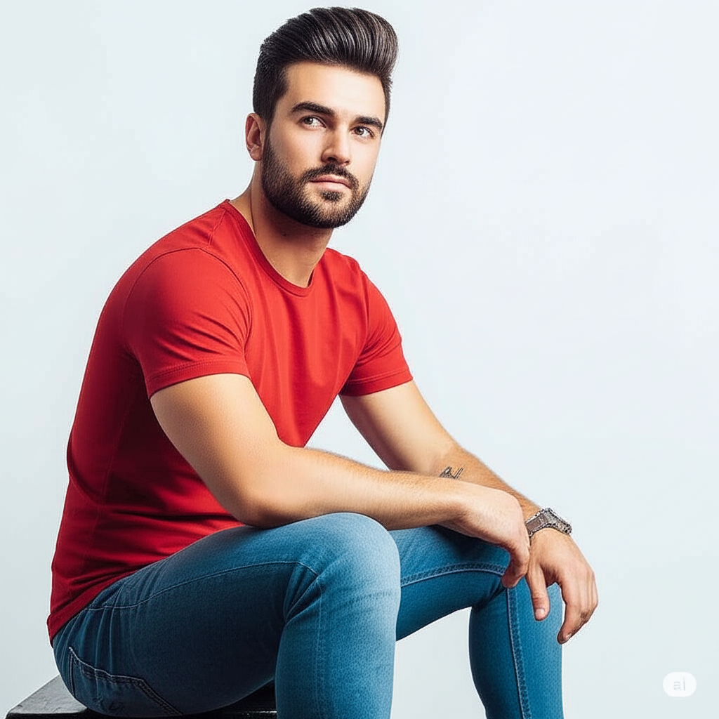 Men’s Premium Slim-Fit Crew Neck T-Shirt – Classic Red