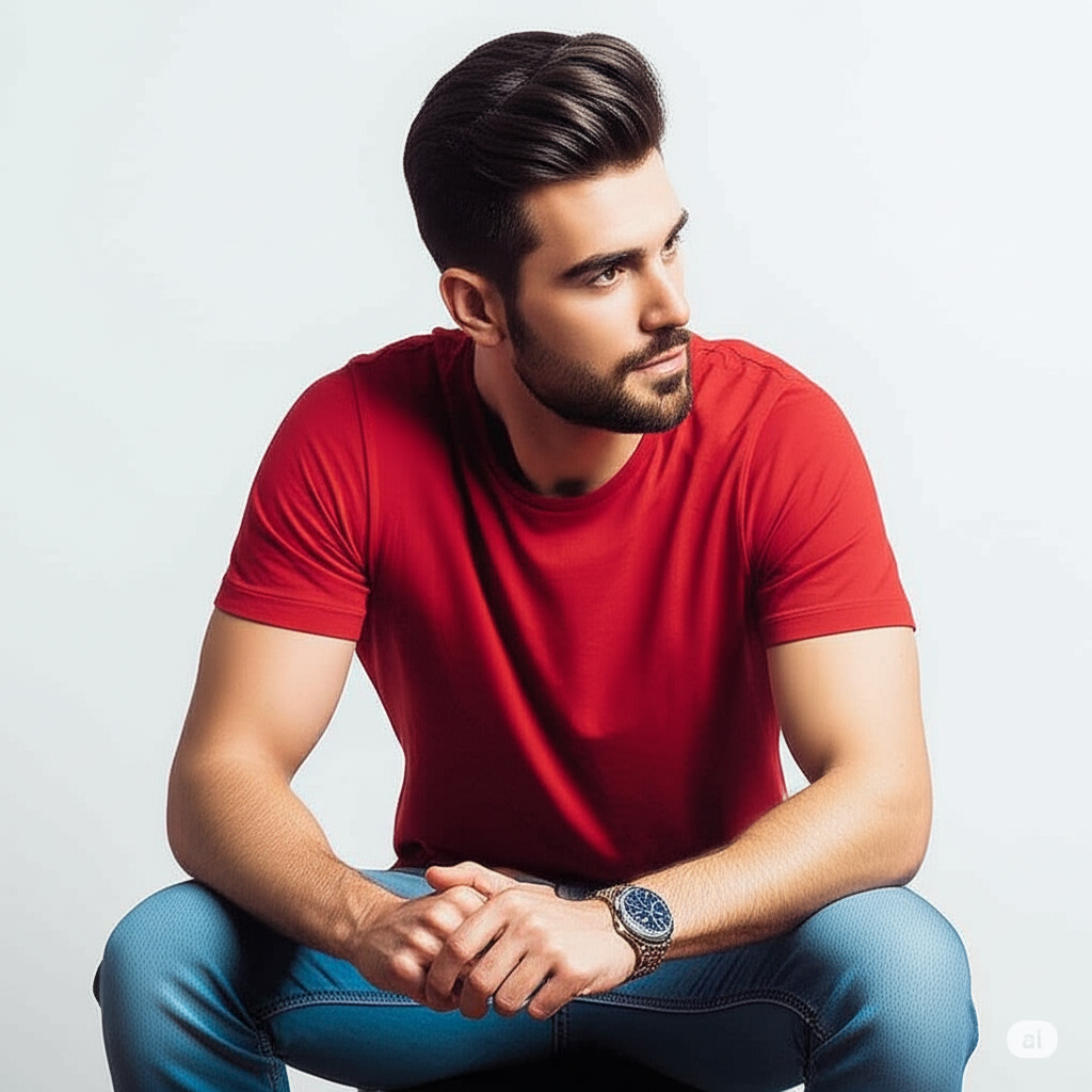 Men’s Premium Slim-Fit Crew Neck T-Shirt – Classic Red